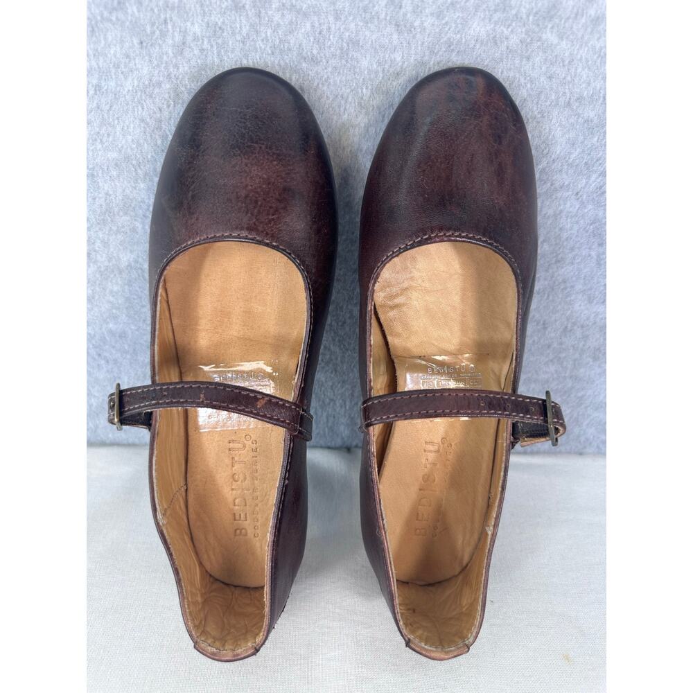 BED|STU Women's sz 6.5 Shuffle Cobbler Series Leather Mary Jane Flats Mahogany - Picture 3 of 10